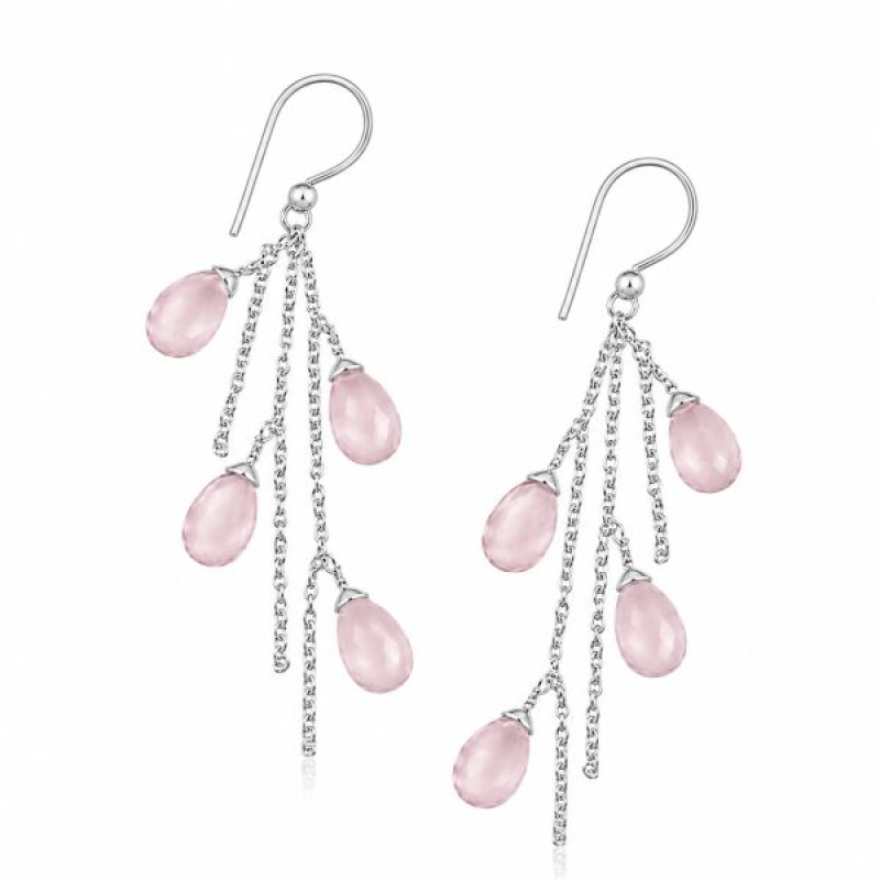 Rose Quartz Hanging earring model E5-048