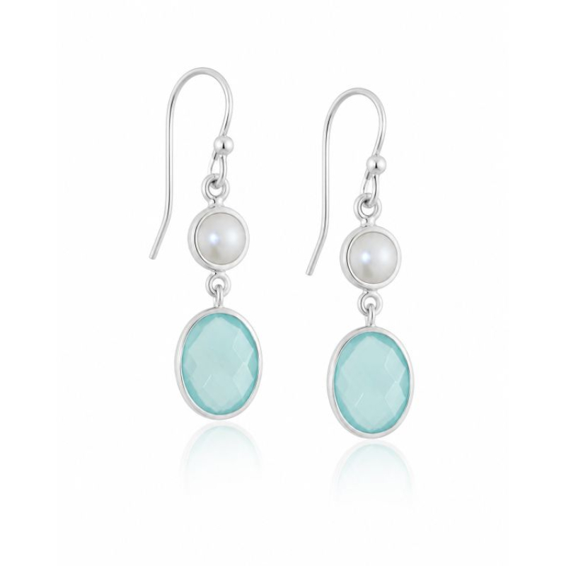Chalcedoon aqua Oorhanger model E5-057