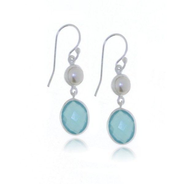 Chalcedoon aqua Oorhanger model E5-057