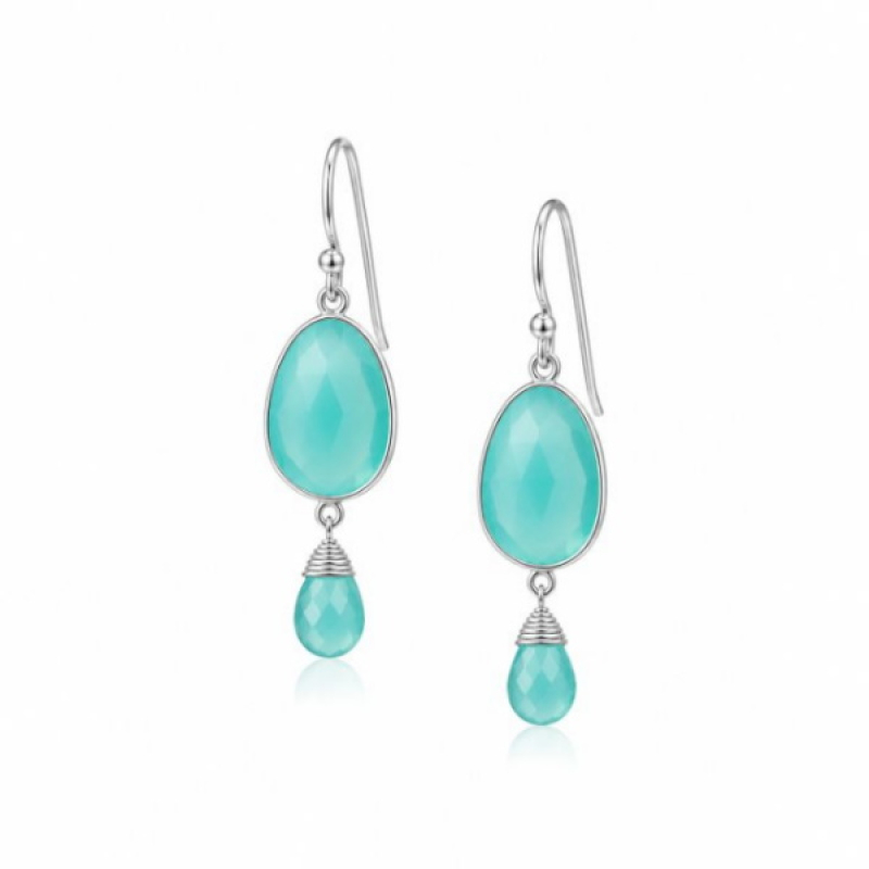 Chalcedony aqua Hanging earring model E5-075