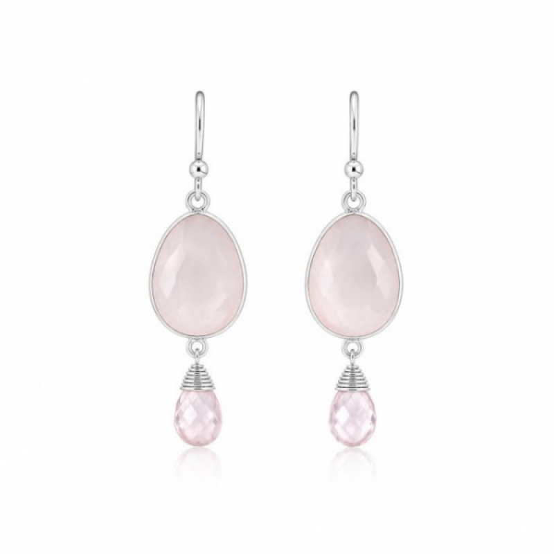 Rose Quartz Hanging earring model E5-075