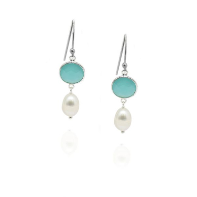 Chalcedoon aqua Oorhanger model E5-083