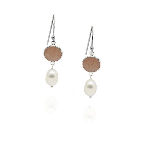 Moonstone, peach Hanging earring model E5-083