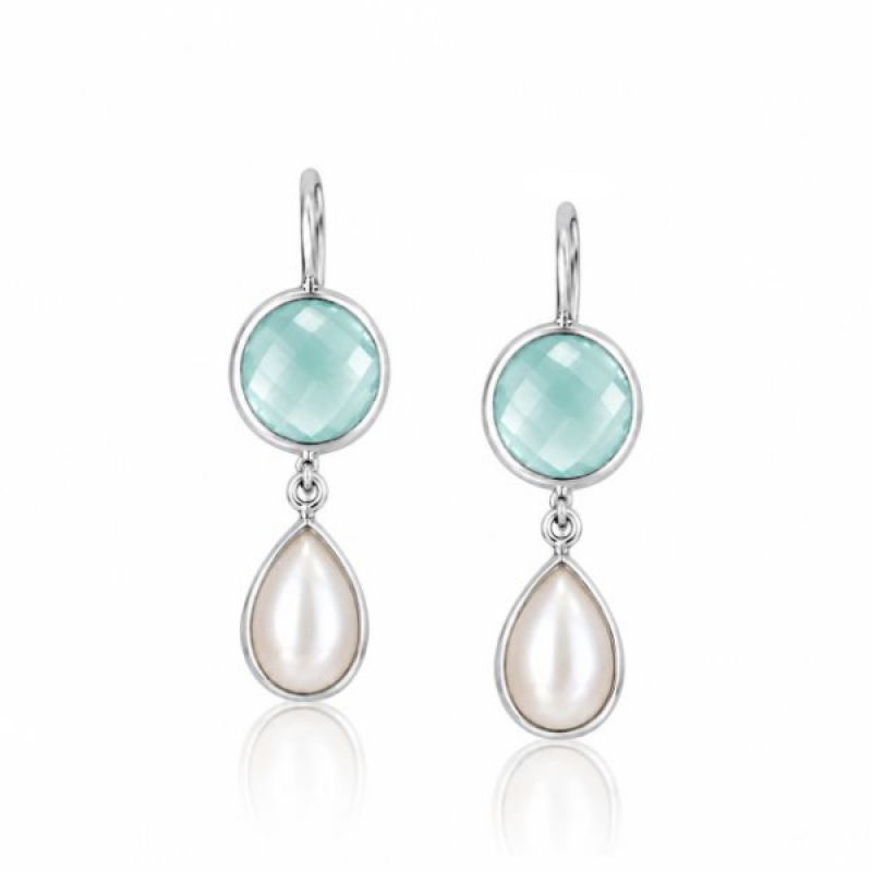 Chalcedony with pearl Hanging earring model E6-005