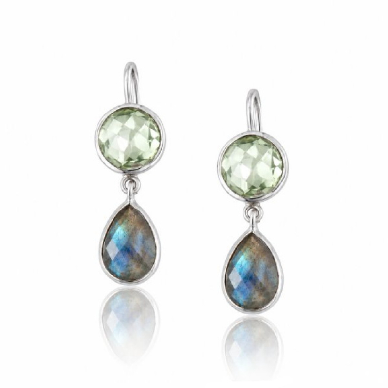 Labradoriet with Prasiolite Hanging earring model E6-005