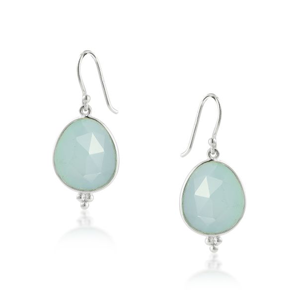 Chalcedoon aqua Oorhanger model E6-006