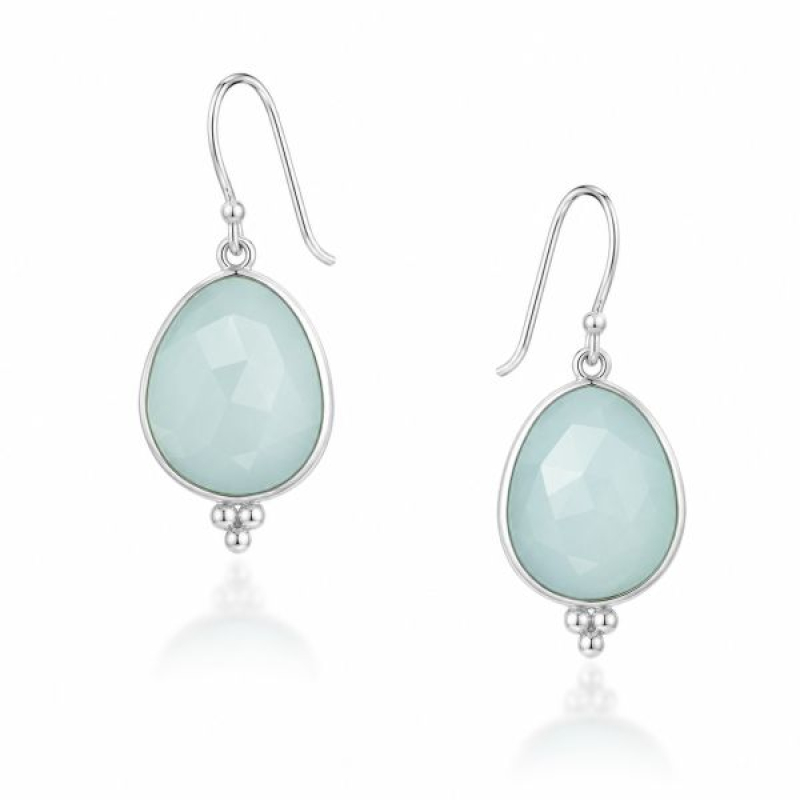 Chalcedoon aqua Oorhanger model E6-006