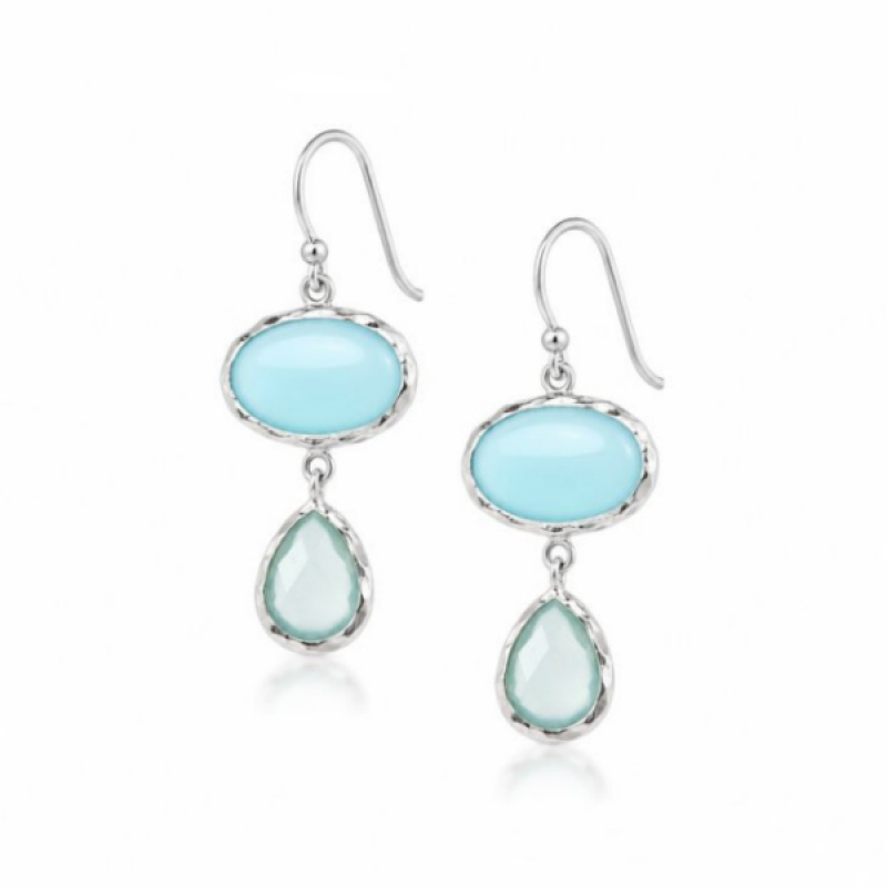 Chalcedoon aqua Oorhanger model E6-007