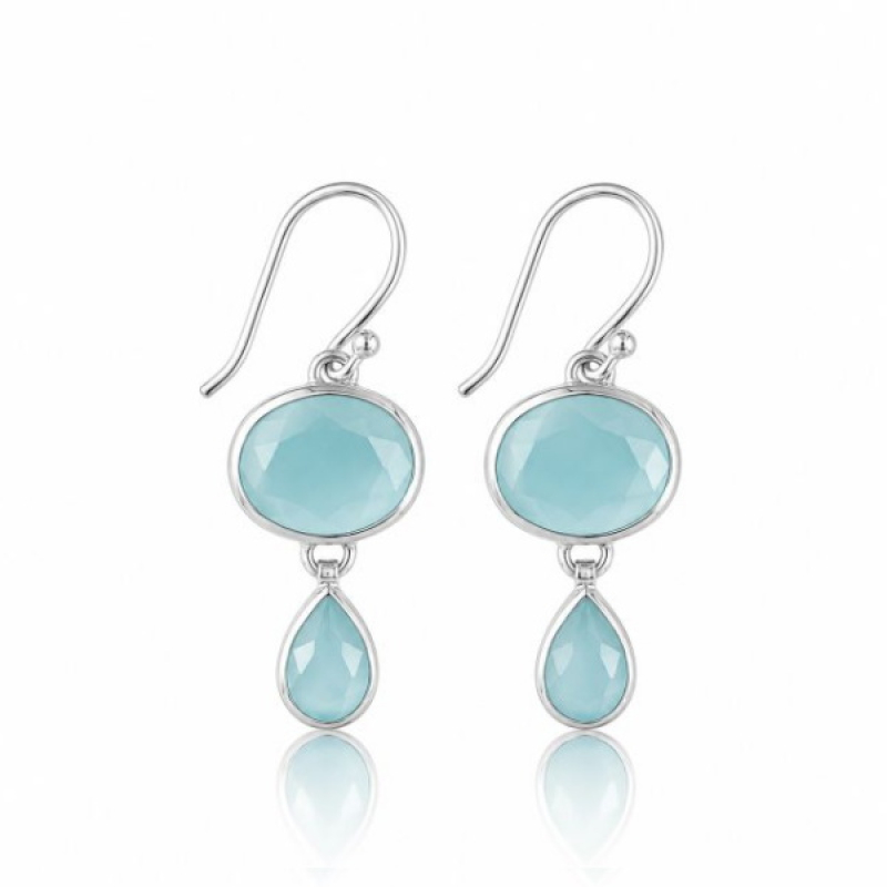 Chalcedoon aqua Oorhanger model E6-007a