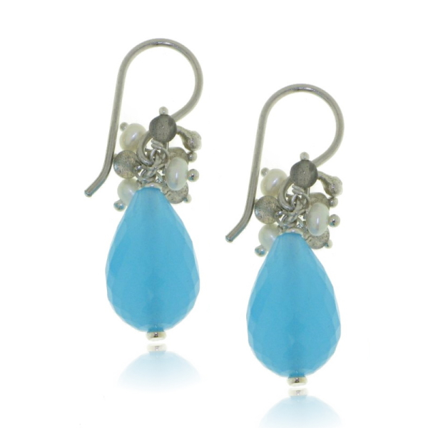 Chalcedony aqua Hanging earring model E6-008