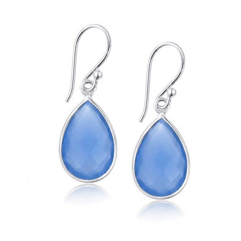 Chalcedoon Blauw Oorhanger model E6-015