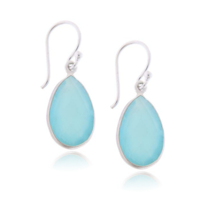 Chalcedoon aqua Oorhanger model E6-015