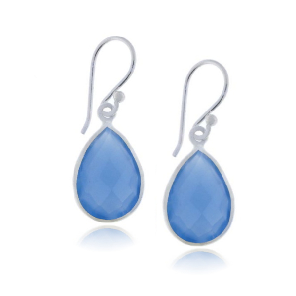 Chalcedoon Blauw Oorhanger model E6-015