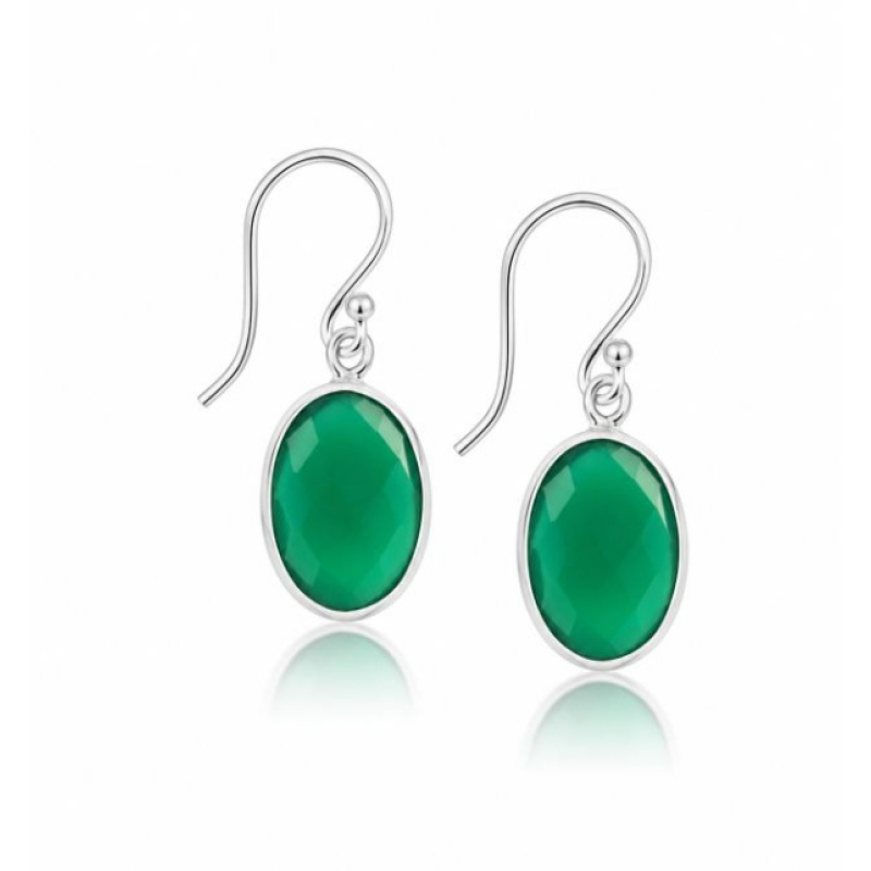 Groene Onyx Oorhanger model E6-025