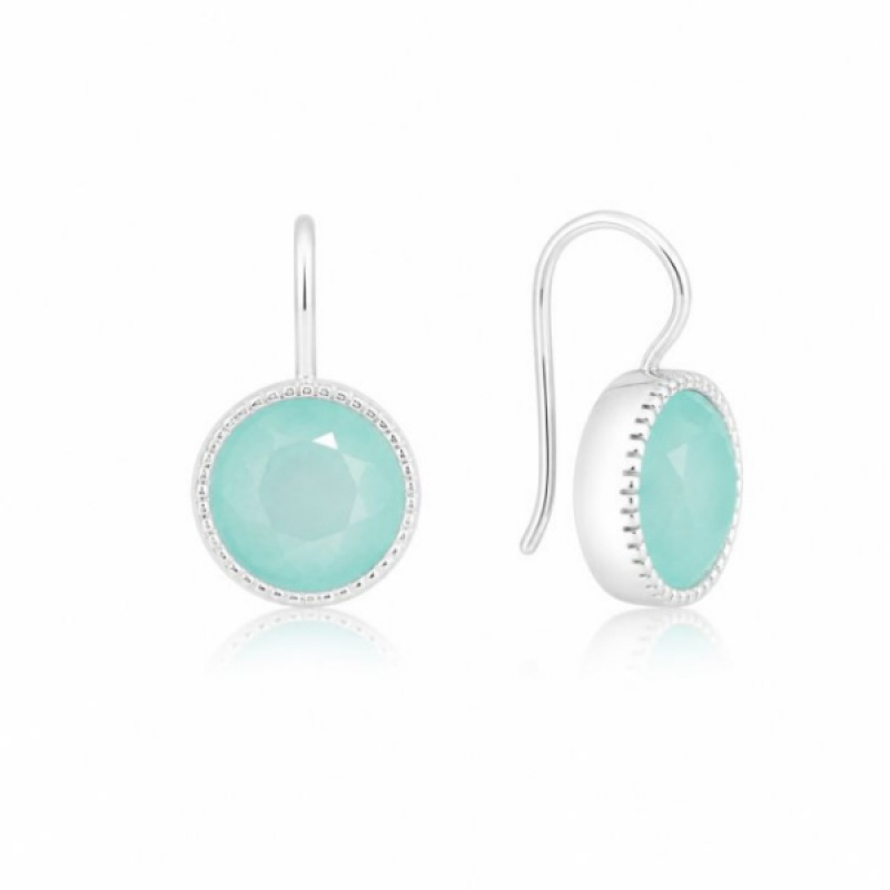 Chalcedoon aqua Oorhanger model E6-032
