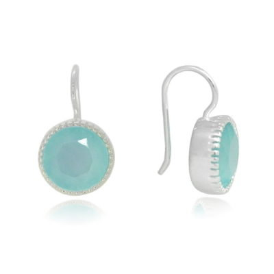 Chalcedoon aqua Oorhanger model E6-032