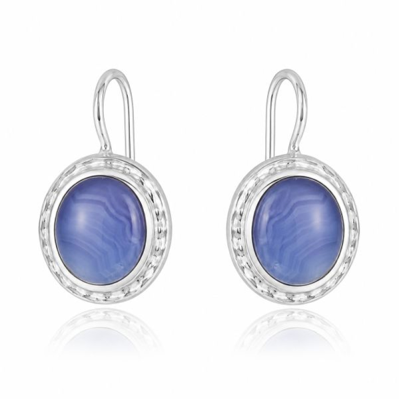 Agaat, Blauw gestreept Oorhanger model E6-033