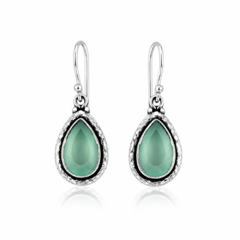 Chalcedoon aqua Oorhanger model E6-034