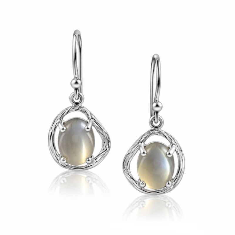 Moonstone, grey Hanging earring model E7-021