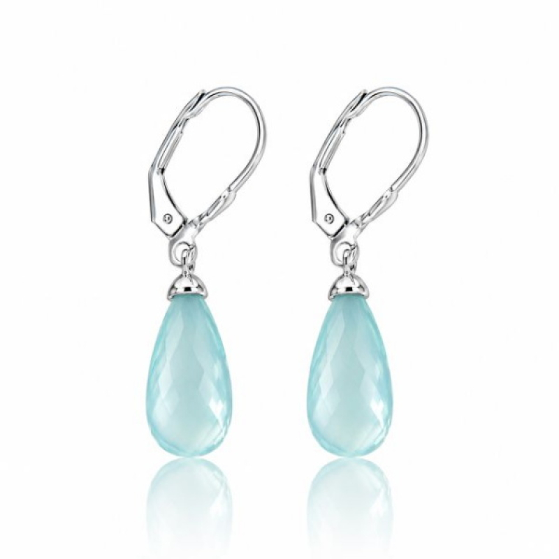 Chalcedoon aqua Oorhanger model E7-029