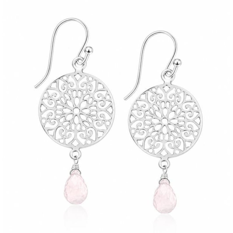 Roze Quarts Hanging earring model E9-122