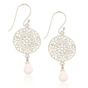 Roze Quarts Hanging earring model E9-122 Roze Quarts Hanging earring model E9-122