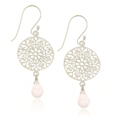 Roze Quarts Hanging earring model E9-122