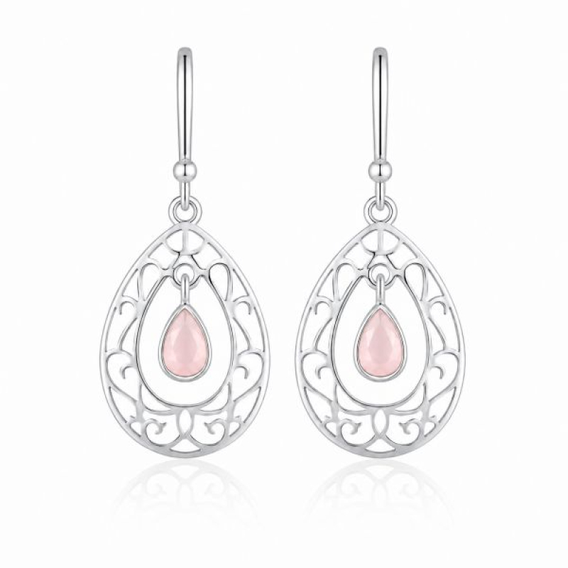 Roze Quarts Hanging earring model E9-123