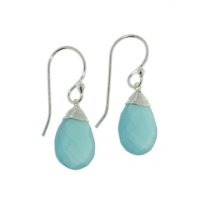 Chalcedoon aqua Oorhanger model E5-037