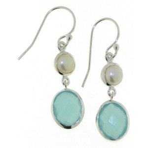 Chelcedony aqua Hanging Earring model E5-057