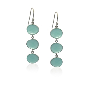 Chalcedony aqua Hanging earrings model E5-073