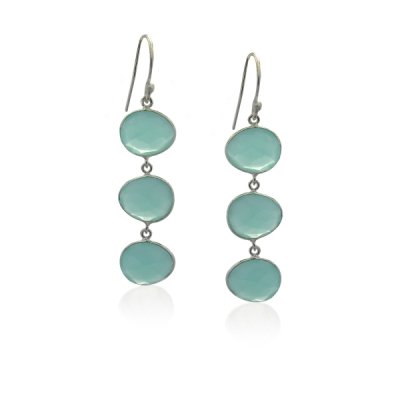 Chalcedoon aqua Oorhangers model E5-073