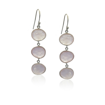 Rose Quartz Hanging Earrings model E5-073
