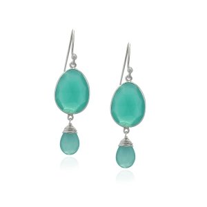 Chalcedony aqua Hanging earring model E5-075