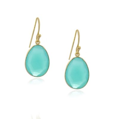 Chalcedoon aqua Oorhanger model E5g-031