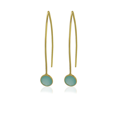 Chalcedoon aqua Oorhanger model E5g-077