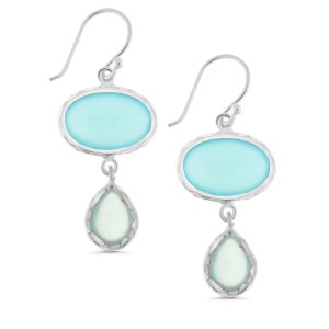 Chalcedony aqua Hanging earring model E6-007