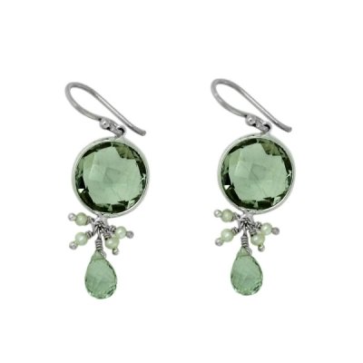 Prasioliet, Groene Kwarts Oorhanger model E6-027