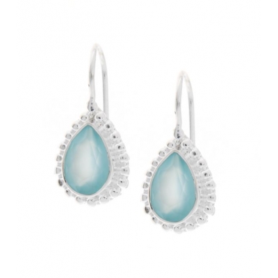 Chalcedoon aqua Oorhanger model E6-035