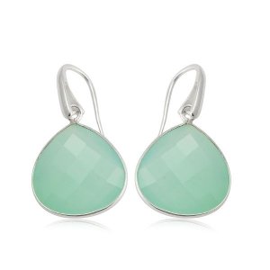 Chalcedony aqua Hanging earring E7-014