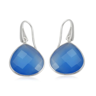 Chalcedoon blue Oorhanger model E7-014