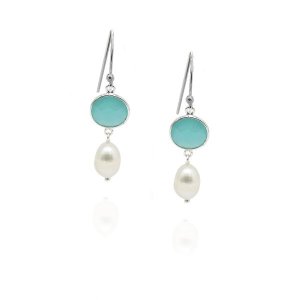 Chalcedony aqua Hanging earring model E5-083