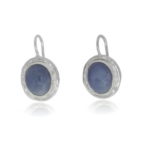 Agaat, Blauw gestreept Oorhanger model E6-033
