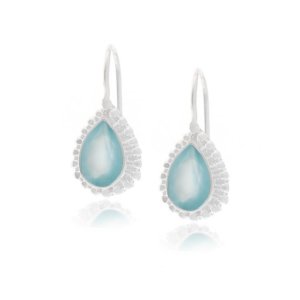 Chalcedoon aqua Oorhanger model E6-035