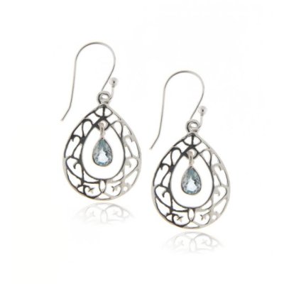 Blauwe Topaas Oorhanger model E9-123