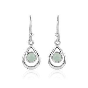 Chalcedoon aqua Oorhanger model E9-131