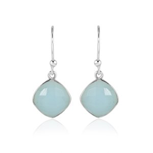 Chalcedoon aqua Oorhangers model E9-132