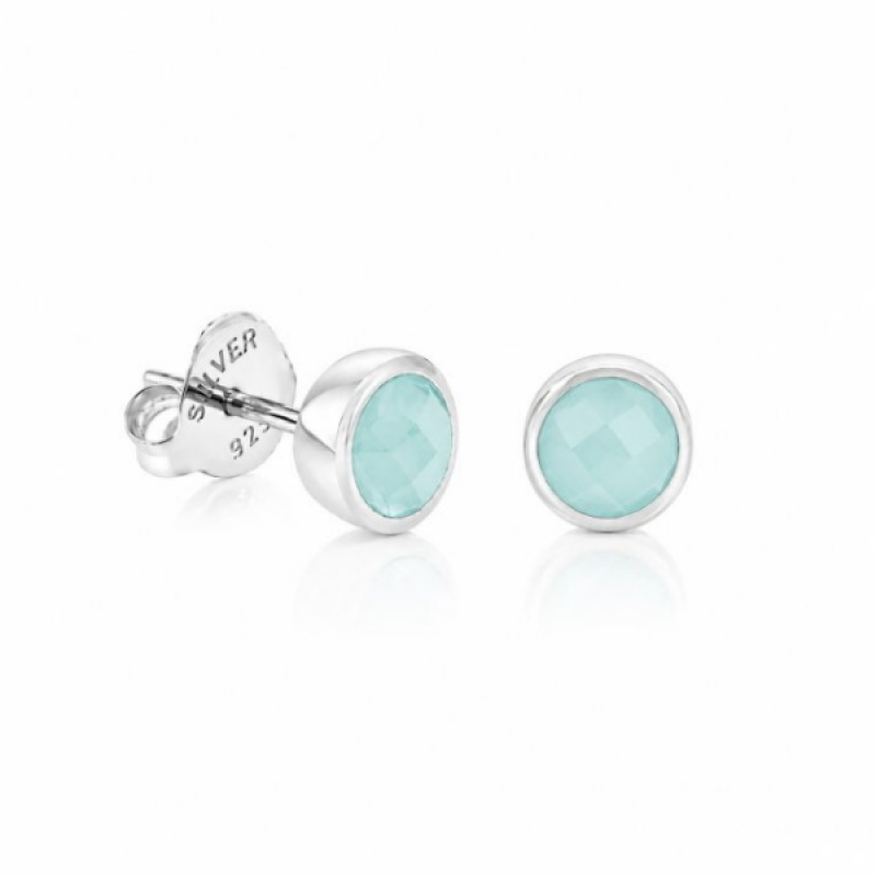Chalcedoon aqua Oorsteker model S7-009-01