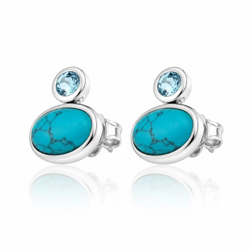 Turkoois en Blauwe topaas Oorsteker model S9-014