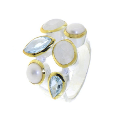 Regenboog Maansteen Ring model R5-034